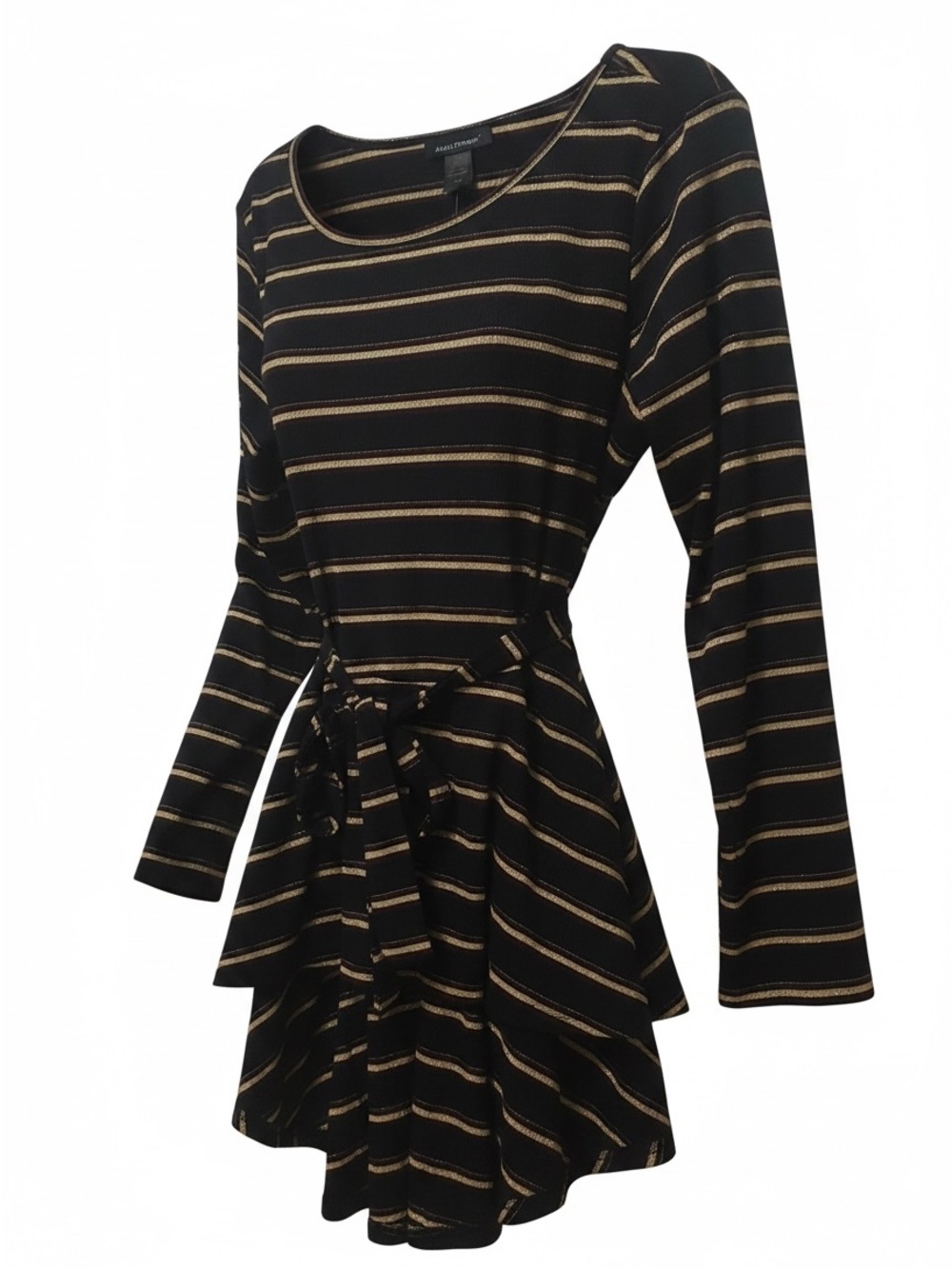 <NWT> Ashley Stewart Navy Top with Gold and Burgundy Stripes | Size 14/16